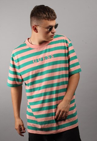 GUESS STRIPED GREEN/PINK T-SHIRT