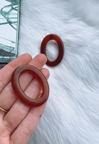 VINTAGE STYLE BROWN MARBLE STUD EARRING