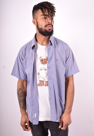 YVES SAINT LAURENT MENS VINTAGE SHIRT LARGE BLUE 90'S