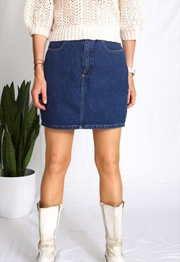 Vintage mini denim skirt in dark blue 