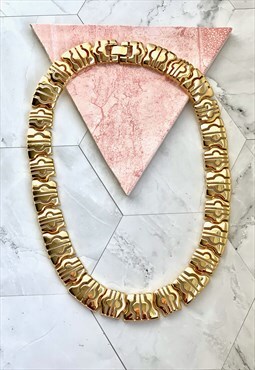 REVIVAL 80s Geometric Gold Necklace Neck Chain Vintage 