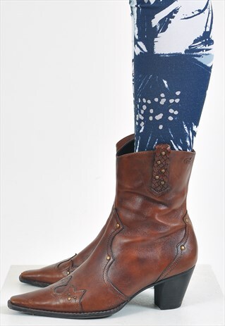 VINTAGE 90'S REAL LEATHER ANKLE BOOTS