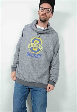 Vintage 90s Sweatshirt USA Sports Grey Unisex Size L