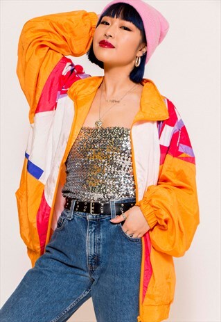 VINTAGE 80'S ORANGE SHELL JACKET