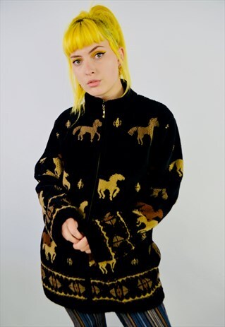 VINTAGE HORSE TEDDY BEAR FLEECE JACKET
