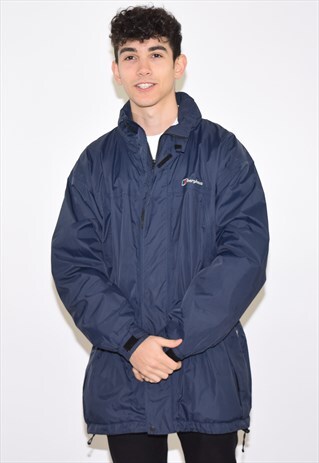 VINTAGE 90S BLUE BERGHAUS LONG RAIN JACKET