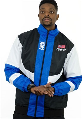 RETRO / 90'S INSPIRED / BLUE FESTIVAL WINDBREAKER JACKET