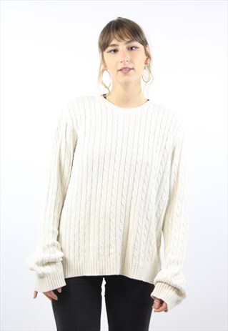 VINTAGE TOMMY HILFIGER CREAM KNIT JUMPER