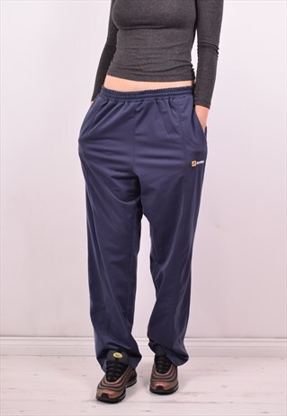 LOTTO WOMENS VINTAGE TRACKSUIT TROUSERS W32 L31 BLUE 90S