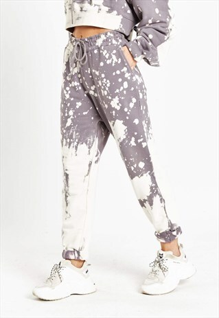 LIQUOR N POKER BLEACHED WASH TRACKSUIT JOGGERS