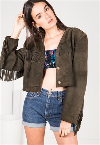 VINTAGE 80S SUEDE FRINGED JACKET / S2501