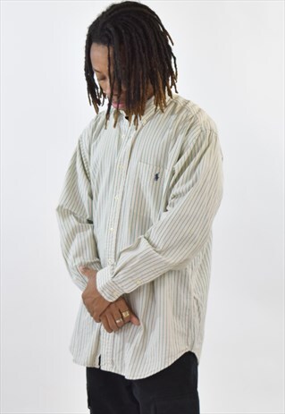 VINTAGE 90S GREEN STRIPED RALPH LAUREN SHIRT