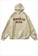 FAUX LEATHER HOODIE JAPANESE PULLOVER GRUNGE TOP IN BLACK