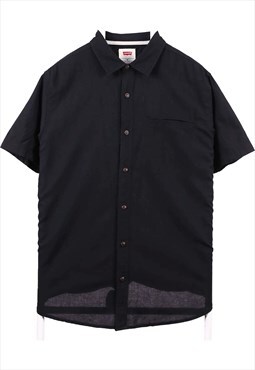Vintage 90's Levi's Shirt Short Sleeve Button Up Plain Black