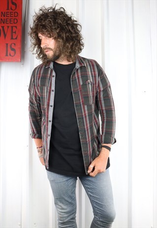 VINTAGE CHECK FLANNEL OVERSIZED GRUNGE INDI SHIRT