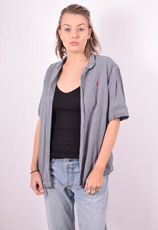 RALPH LAUREN WOMENS VINTAGE SHIRT XL BLUE 90'S