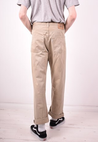 LEVI'S 520 MENS VINTAGE JEANS W34 L32 BROWN 90S