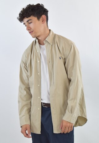VINTAGE 90S BEIGE RALPH LAUREN SHIRT