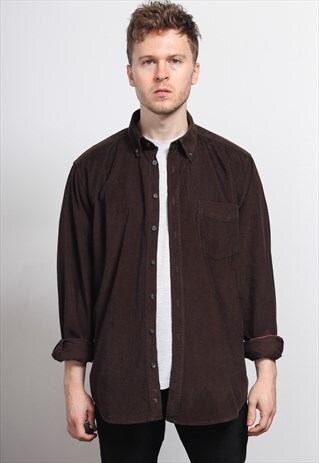 VINTAGE CORDUROY CORD SHIRT BROWN