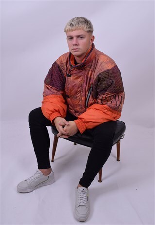 VINTAGE 90'S BRIGHT ORANGE WINDBREAKER SKI JACKET SIZE XL