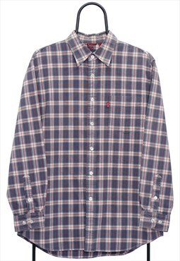Vintage Levis Navy Checked Shirt Mens