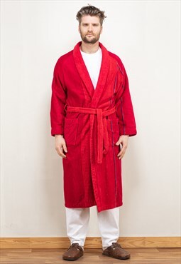 Vintage 90's Men Raglan Sleeve Bathrobe in Red