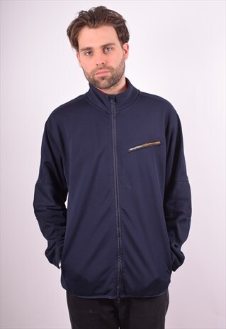 NAUTICA MENS VINTAGE TRACKSUIT TOP JACKET LARGE NAVY BLUE 90
