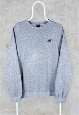 Vintage Nike Grey Sweatshirt Embroidered Swoosh Men's Large