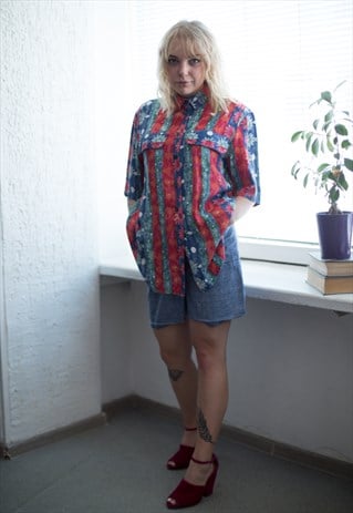 VINTAGE 90'S MULTI COLOUR BUTTON UP SHIRT