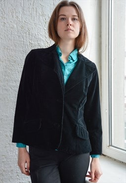 Vintage 60's Black Velvet Blazer Jacket