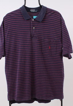vintage mens polo ralph lauren purple striped polol shirt
