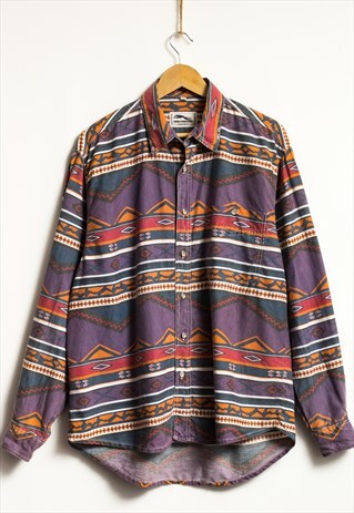 80s Vintage Cotton Navajo Aztec Abstract Pattern Shirt 19218