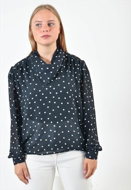 Vintage long sleeve polka dot blouse