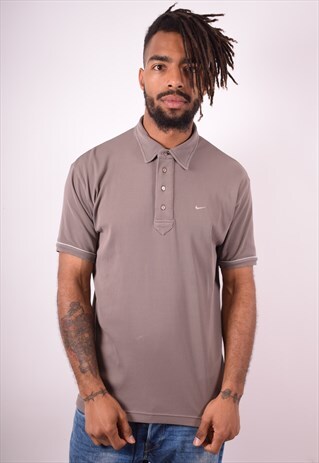 NIKE MENS VINTAGE POLO SHIRT LARGE BROWN 90S
