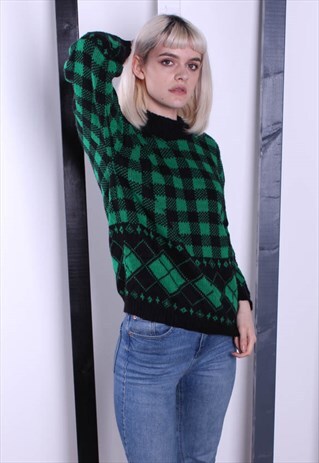 VINTAGE 90S PATTERNED JUMPER. OVERSIZED.