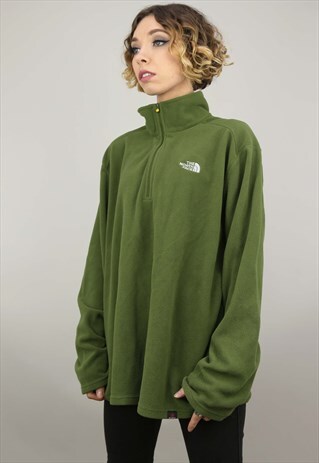 VINTAGE 90S OVERSIZED THE NORTH FACE GREEN 1/4 ZIP FLEECE