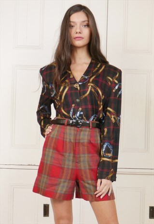 VINTAGE TARTAN WOOL WOMENS SHORTS