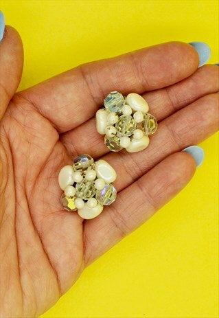 50S BEAD EARRINGS STATEMENT PROM VINTAGE JEWELLERY