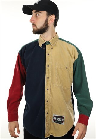 VINTAGE CHAPS RALPH LAUREN CORDUROY PATTERN SHIRT