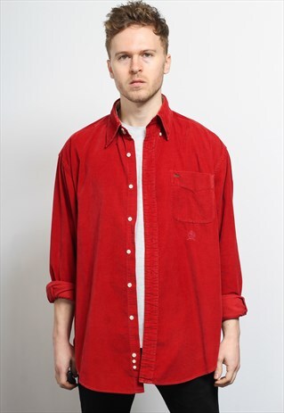 VINTAGE TOMMY HILFIGER CORDUROY CORD SHIRT RED