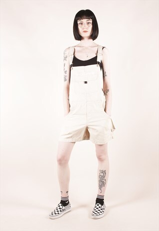 VINTAGE BEIGE RELAXED DUNGAREE SHORTS /MM2232