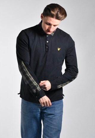 LYLE & SCOTT LONG SLEEVE TARTAN POLO TOP