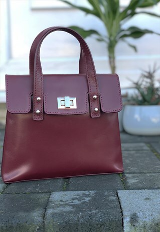 REAL LEATHER MINI CROSSBODY BAG FOR WOMEN - BURGUNDY