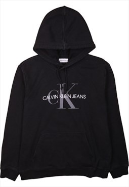 Vintage 90's Calvin Klein Hoodie Spellout Black Large