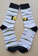 TREE MONSTER HALLOWEEN PATTERN COZY SOCKS IN WHITE