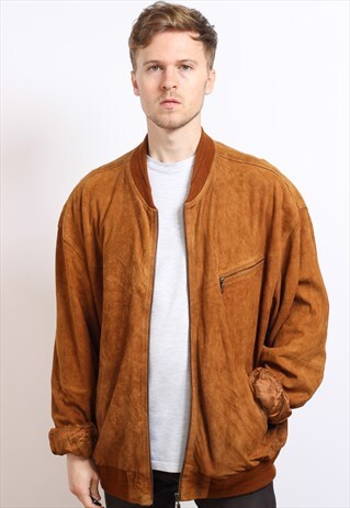 VINTAGE OVERSIZED SUEDE BOMBER JACKET