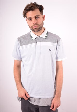 FRED PERRY MENS VINTAGE POLO SHIRT XXL WHITE STRIPES 90S