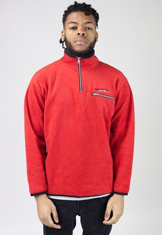 VINTAGE 90S RED QUARTER-ZIP JUMPER