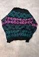 VINTAGE ABSTRACT KNITTED JUMPER FUNKY PATTERNED SWEATER