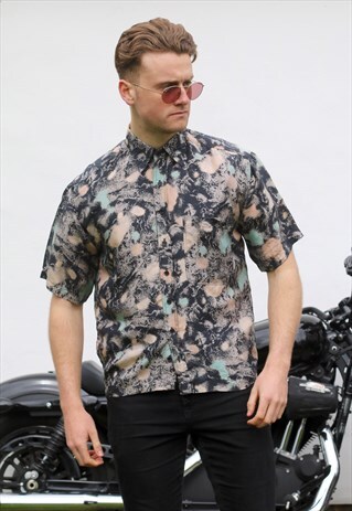 COLORE ITALIA GRUNGE SPLATTER PAINTING SILK SHIRT